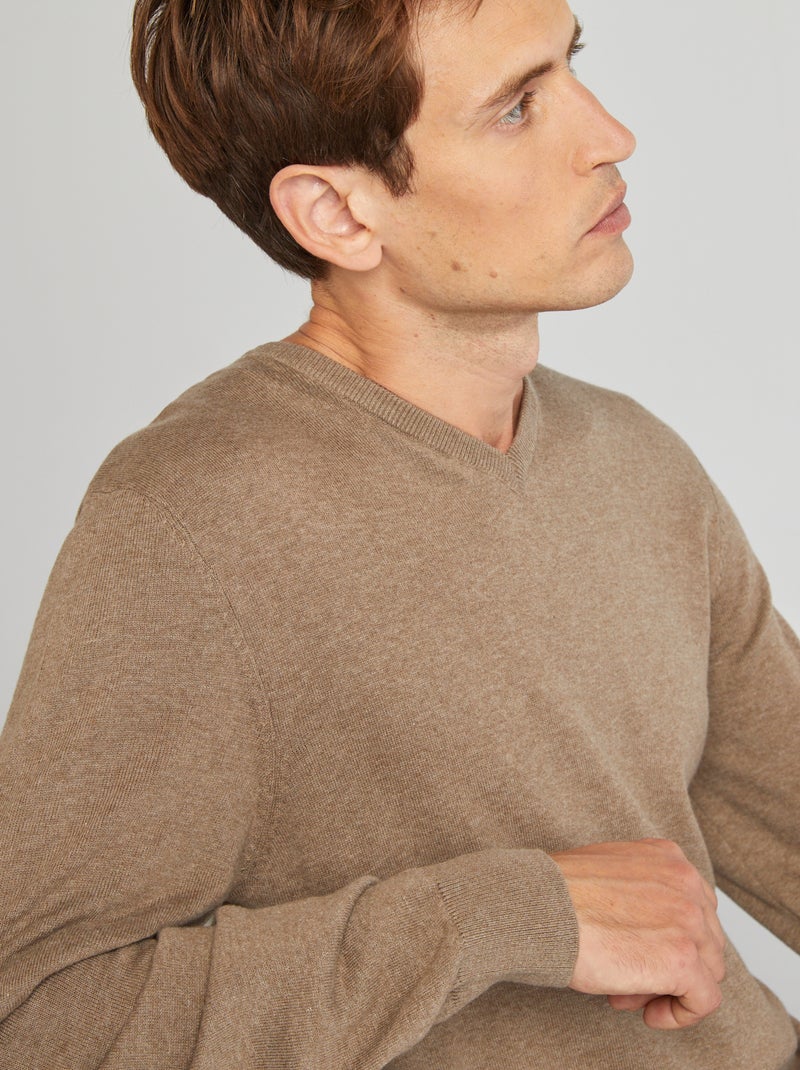 Jersey básico de punto liso BEIGE - Kiabi