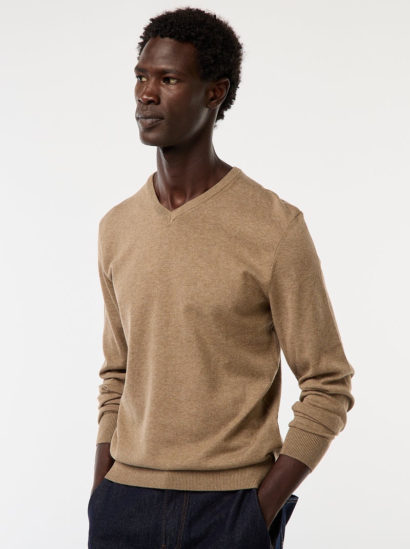 Jersey básico de punto liso Marron - Kiabi