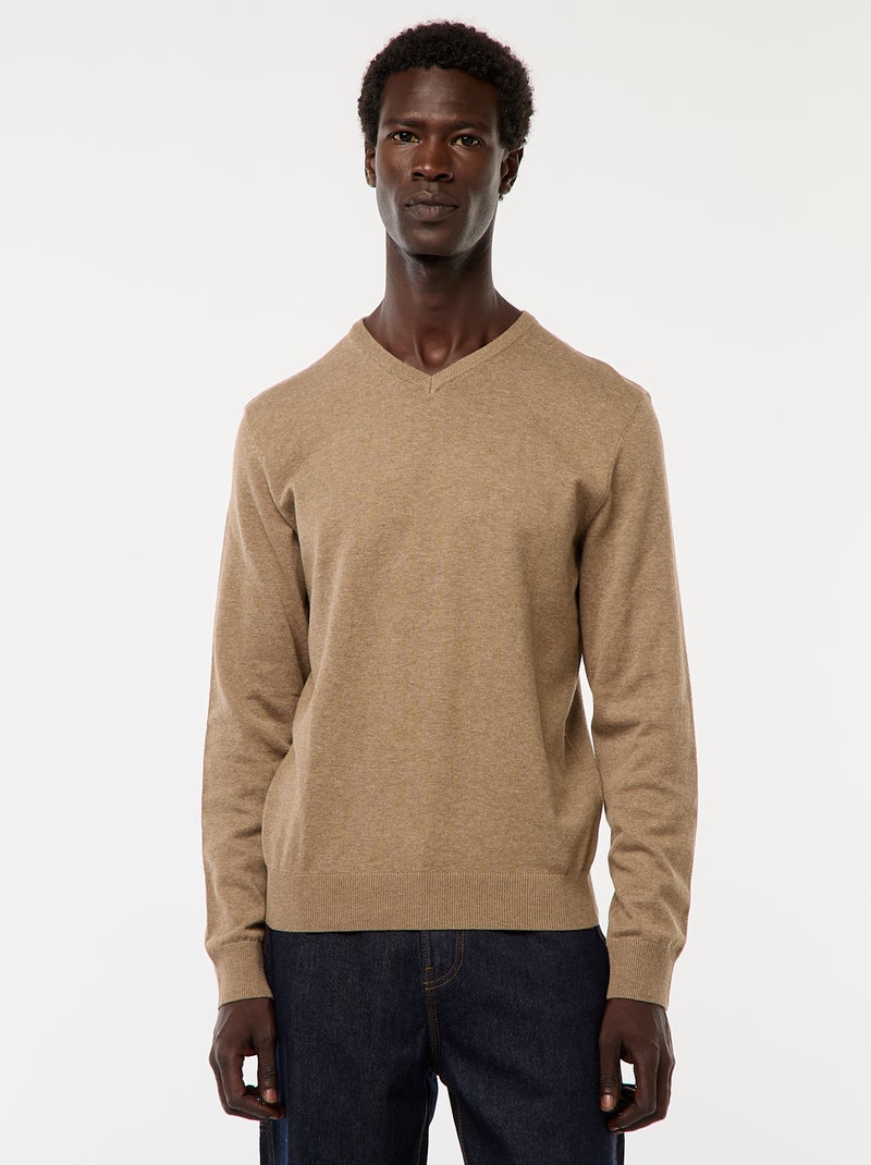 Jersey básico de punto liso Marron - Kiabi