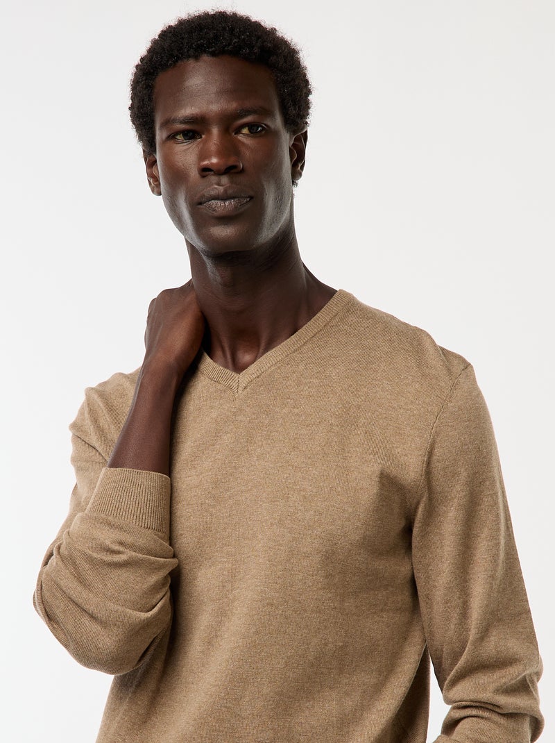 Jersey básico de punto liso Marron - Kiabi
