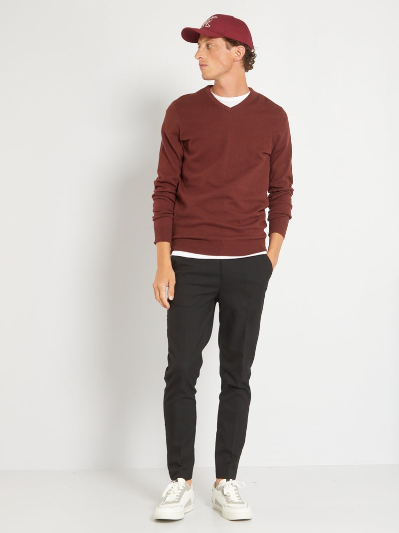 Jersey básico de punto liso MARRON - Kiabi