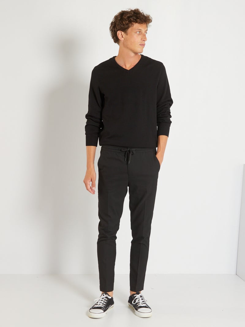 Jersey básico de punto liso negro - Kiabi
