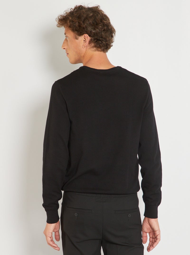 Jersey básico de punto liso negro - Kiabi