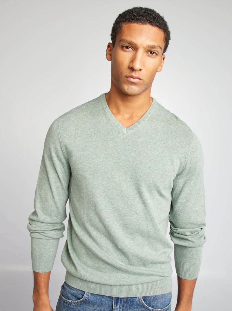 Jersey básico de punto liso VERDE - Kiabi