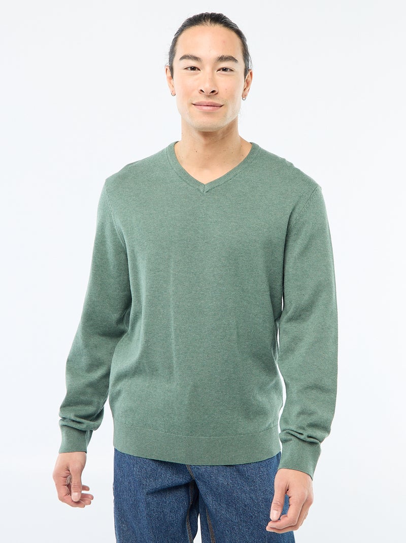 Jersey básico de punto liso Verde - Kiabi