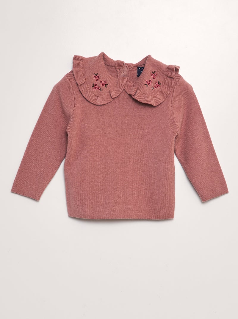 Jersey bordado con cuello bebé ROSA - Kiabi