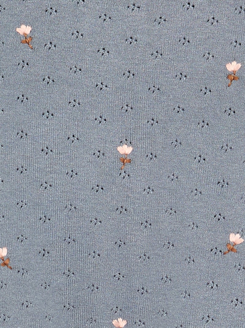 Jersey bordado de punto calado Azul - Kiabi