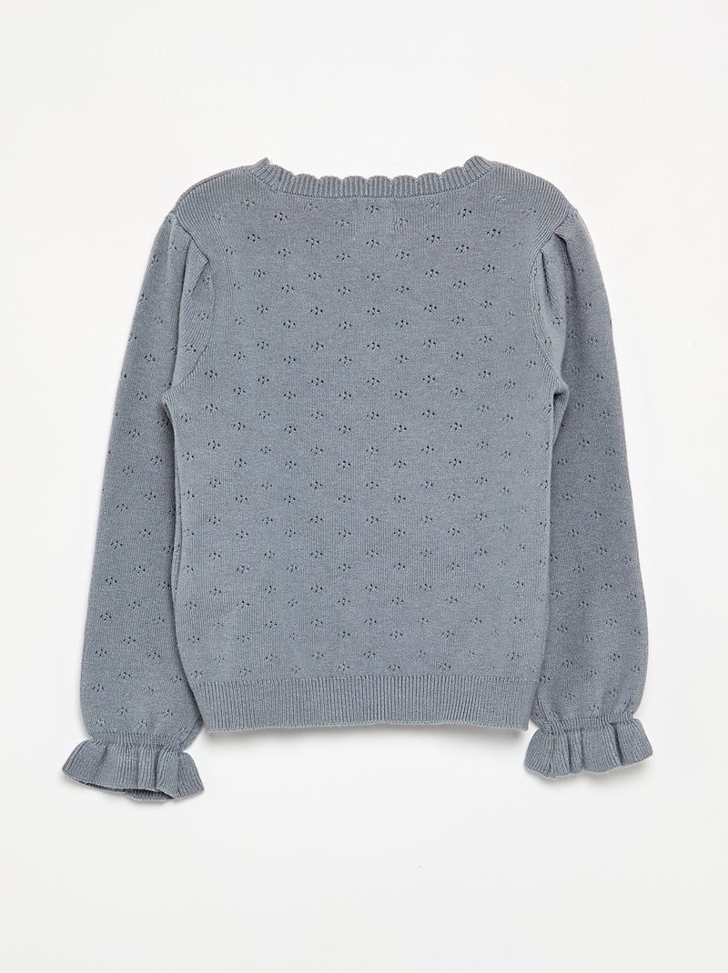 Jersey bordado de punto calado Azul - Kiabi