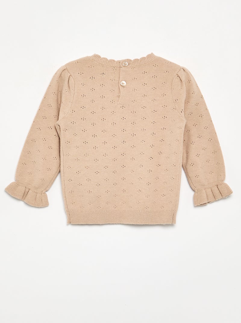 Jersey bordado de punto calado Beige - Kiabi