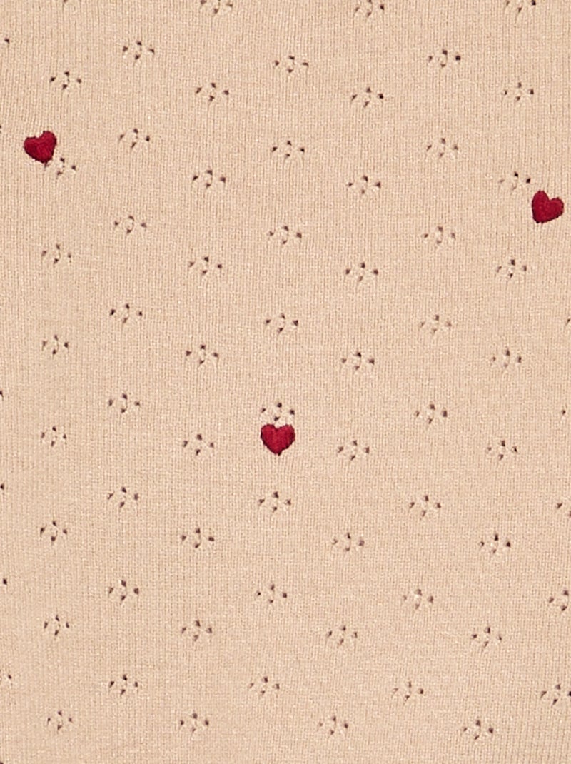 Jersey bordado de punto calado Beige - Kiabi