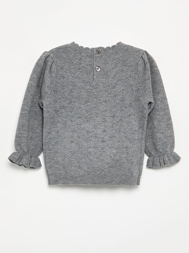 Jersey bordado de punto calado Gris - Kiabi