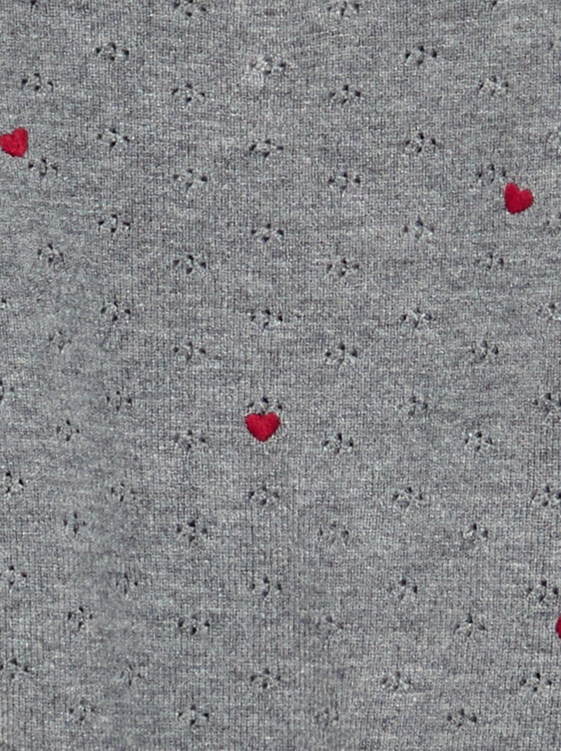 Jersey bordado de punto calado Gris - Kiabi
