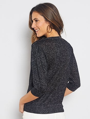 Jersey brillante con mangas globo - Kiabi