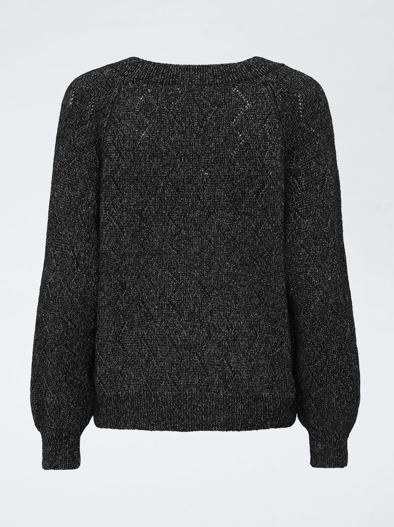 Jersey calado con cuello en pico 'Jdyaspen' liso Negro - Kiabi