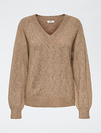 Jersey calado con cuello en V 'Jdyaspen' liso