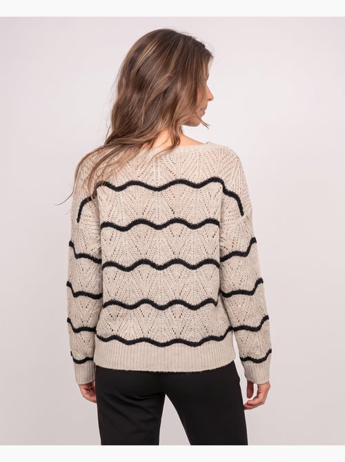 Jersey calado con ondas en contraste korlia - Kiabi Jersey calado con ondas en contraste korlia - Kiabi