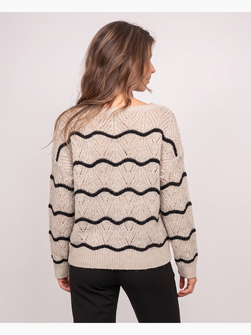 Jersey calado con ondas en contraste korlia Crudo - Kiabi