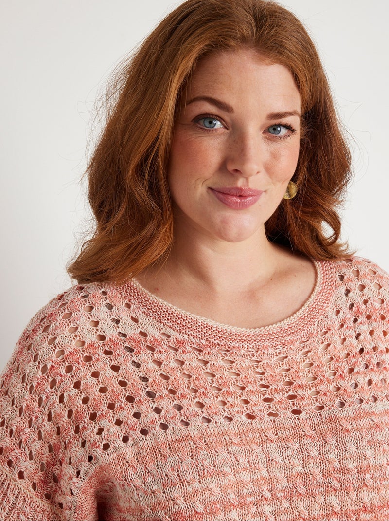 Jersey calado cuello redondo - Afibel Terracota - Kiabi