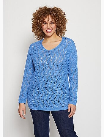 Jersey calado de fantasía con cuello en V - Afibel