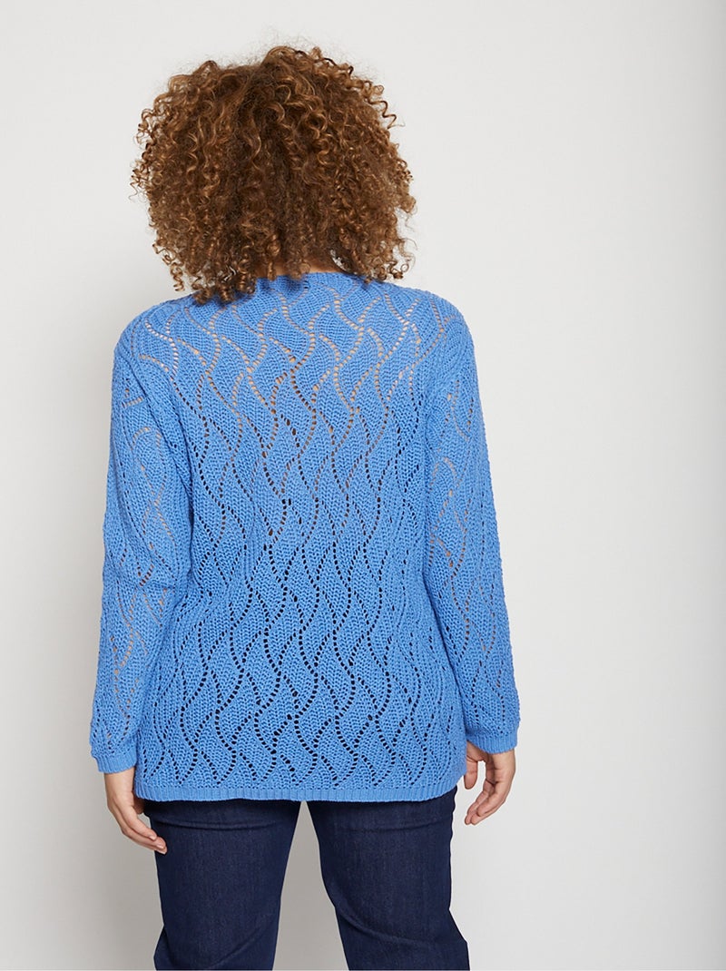 Jersey calado de fantasía con cuello en V - Afibel Azul - Kiabi
