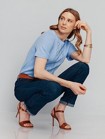 Jersey calado de pedrería de manga corta - Afibel