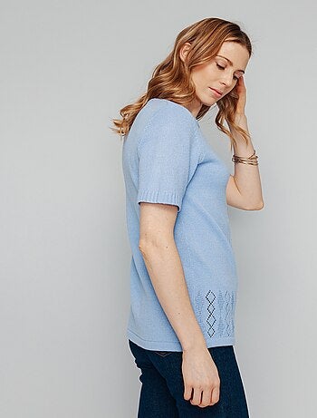 Jersey calado de pedrería de manga corta - Afibel