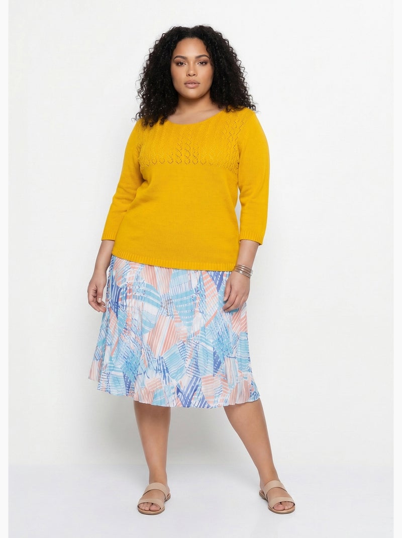Jersey calado manga 3/4 - Afibel Amarillo - Kiabi