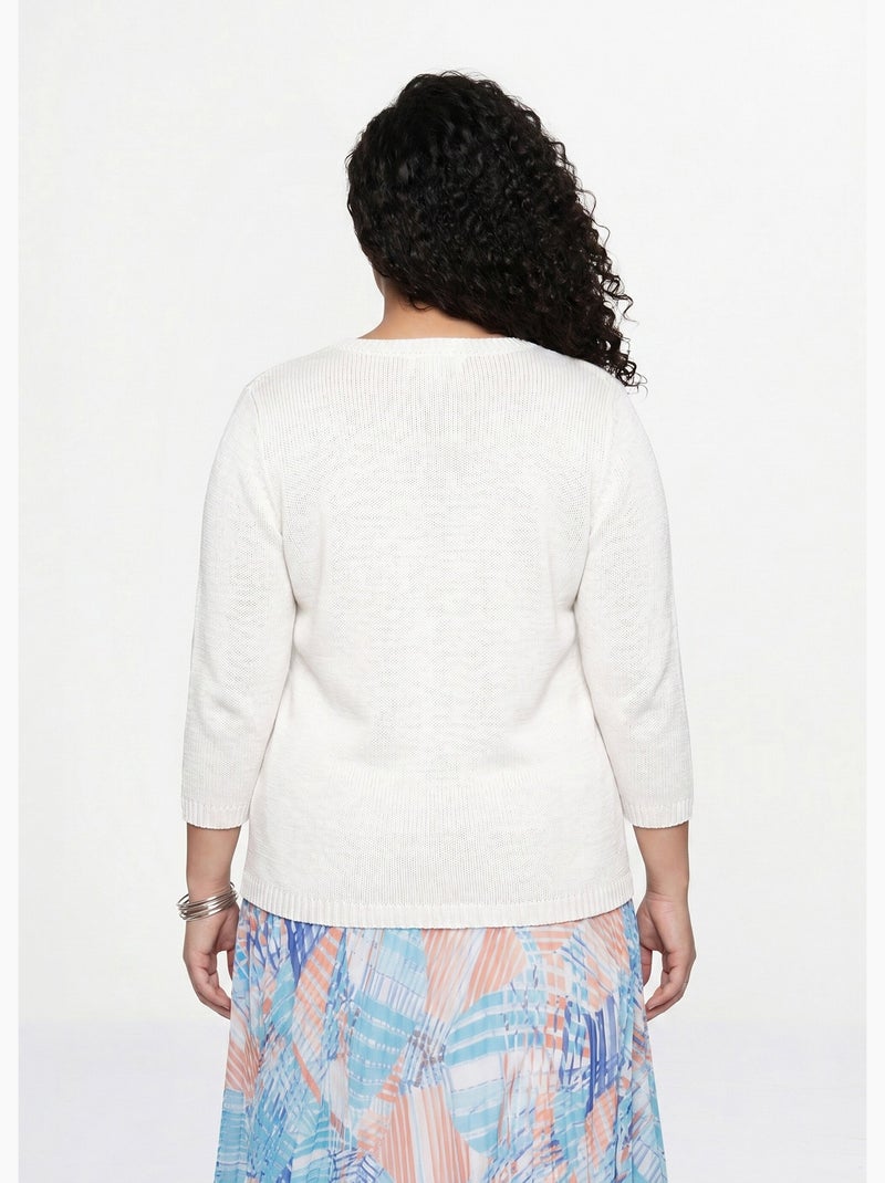Jersey calado manga 3/4 - Afibel Blanco - Kiabi