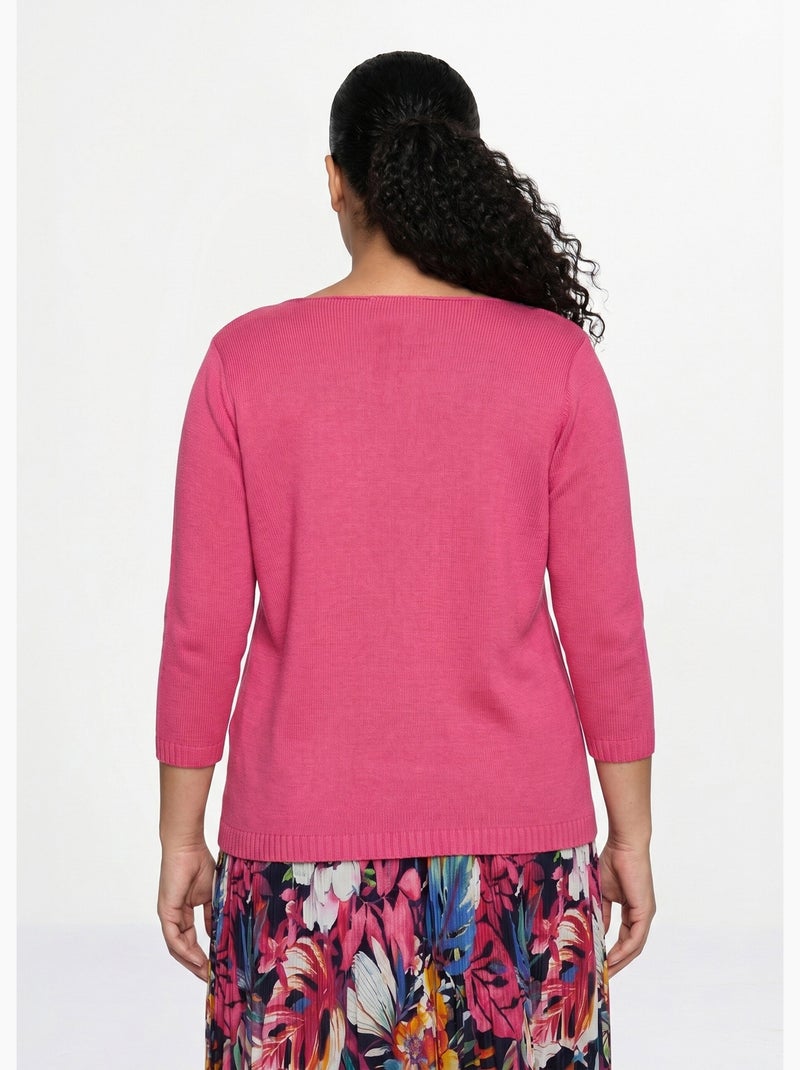 Jersey calado manga 3/4 - Afibel Rosa fucsia - Kiabi