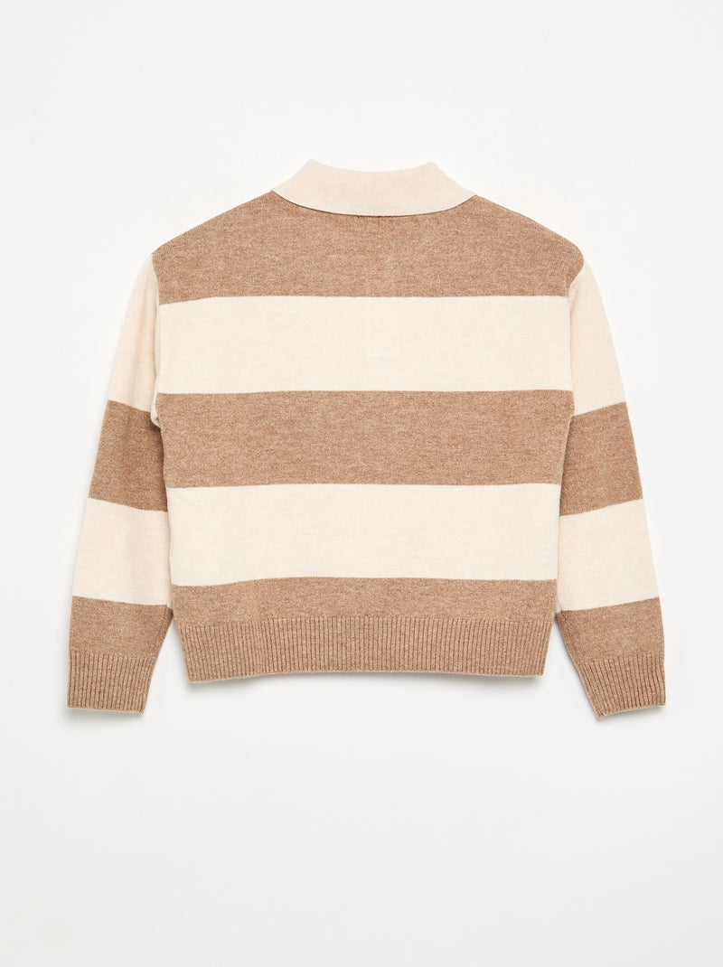 Jersey cálido con cuello polo Beige - Kiabi