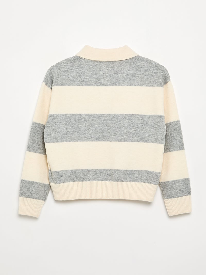 Jersey cálido con cuello polo Gris - Kiabi