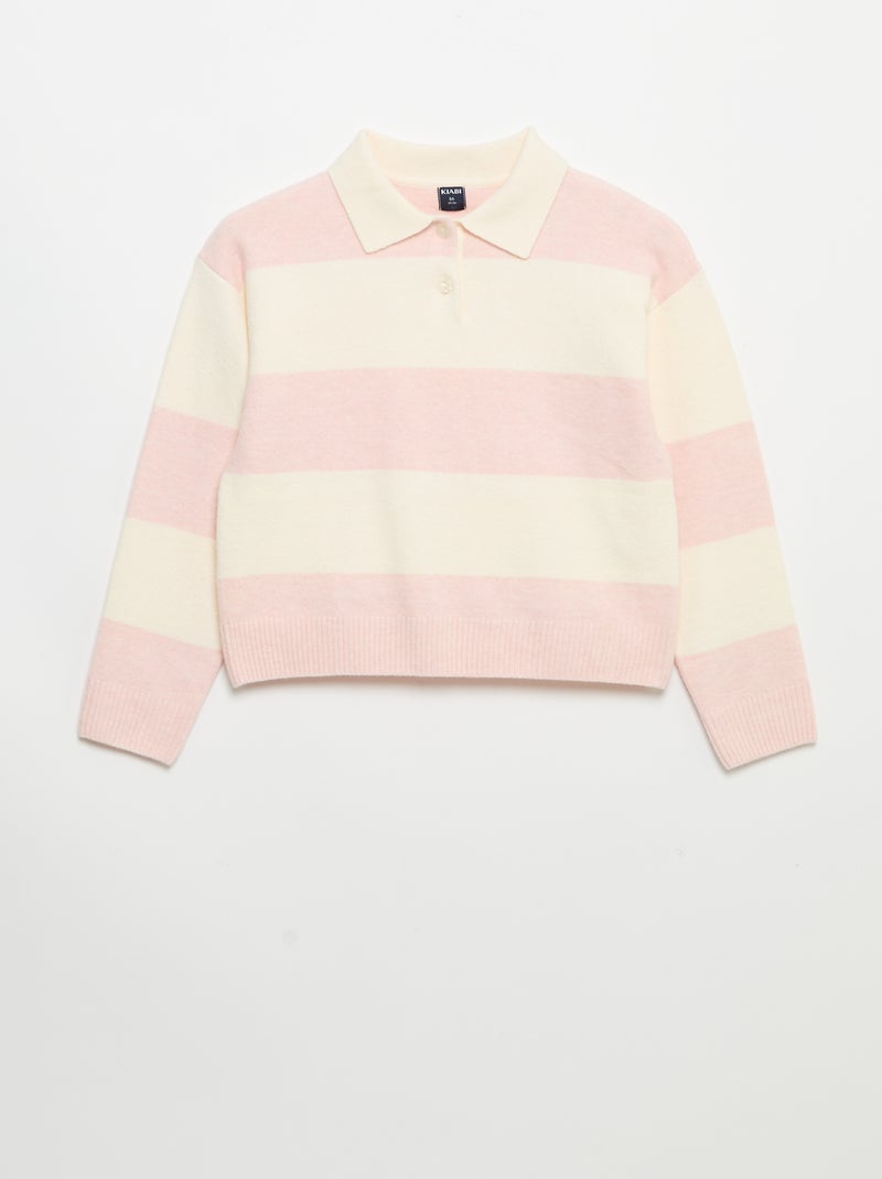Jersey cálido con cuello polo Rosa - Kiabi