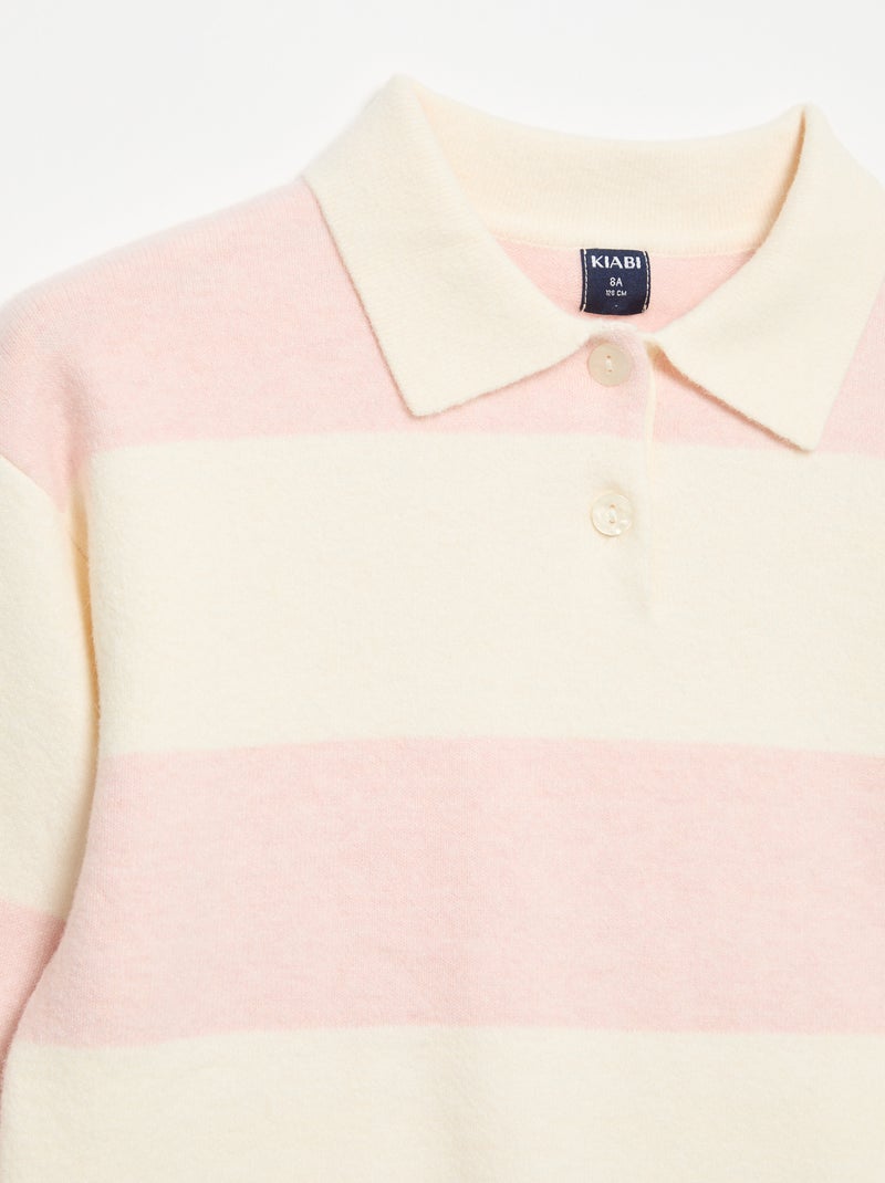 Jersey cálido con cuello polo Rosa - Kiabi