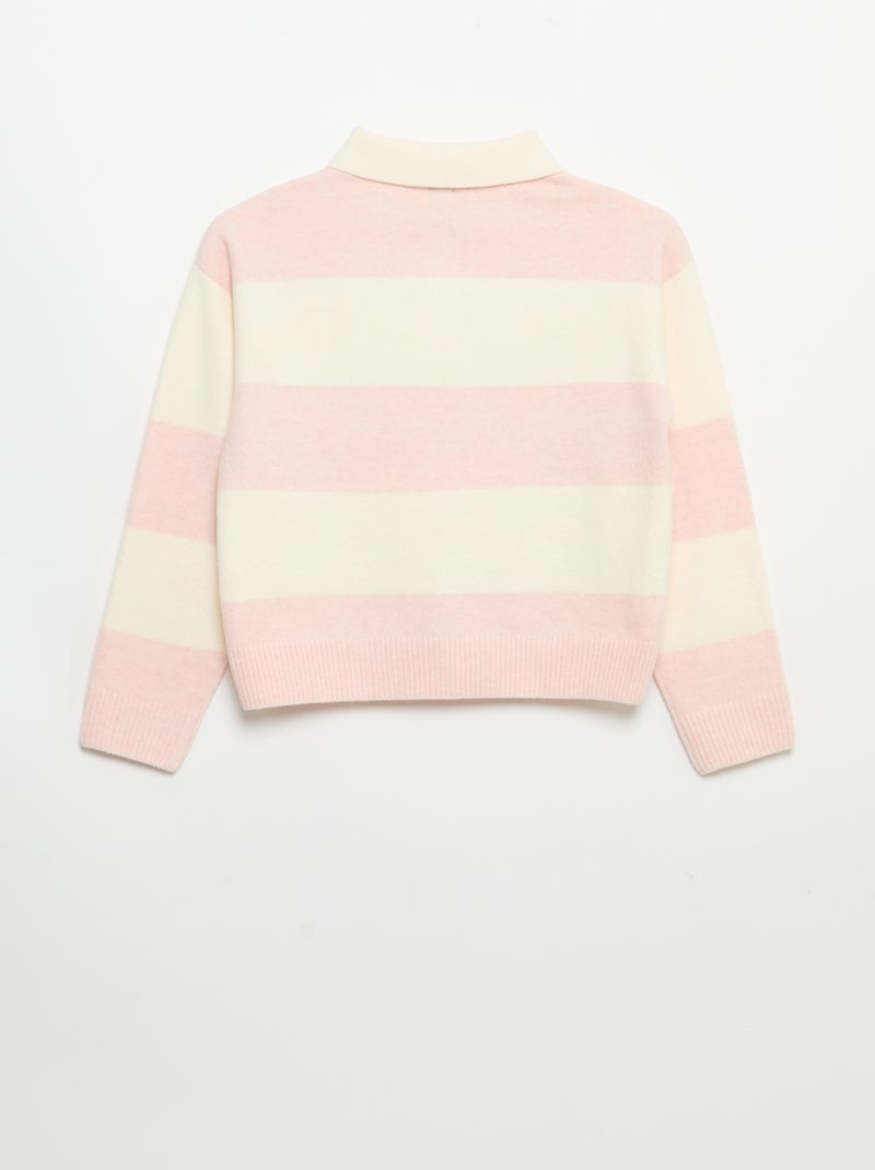 Jersey cálido con cuello polo Rosa - Kiabi