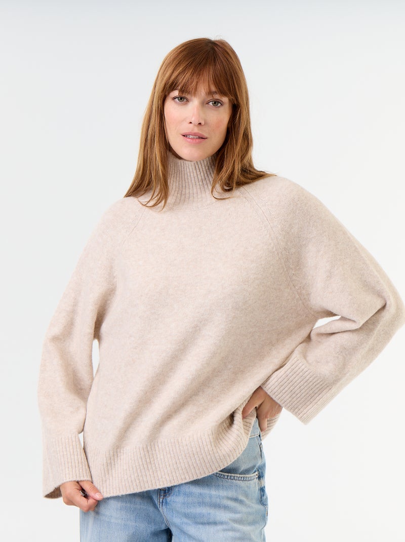 Jersey cálido de cuello alto Beige - Kiabi