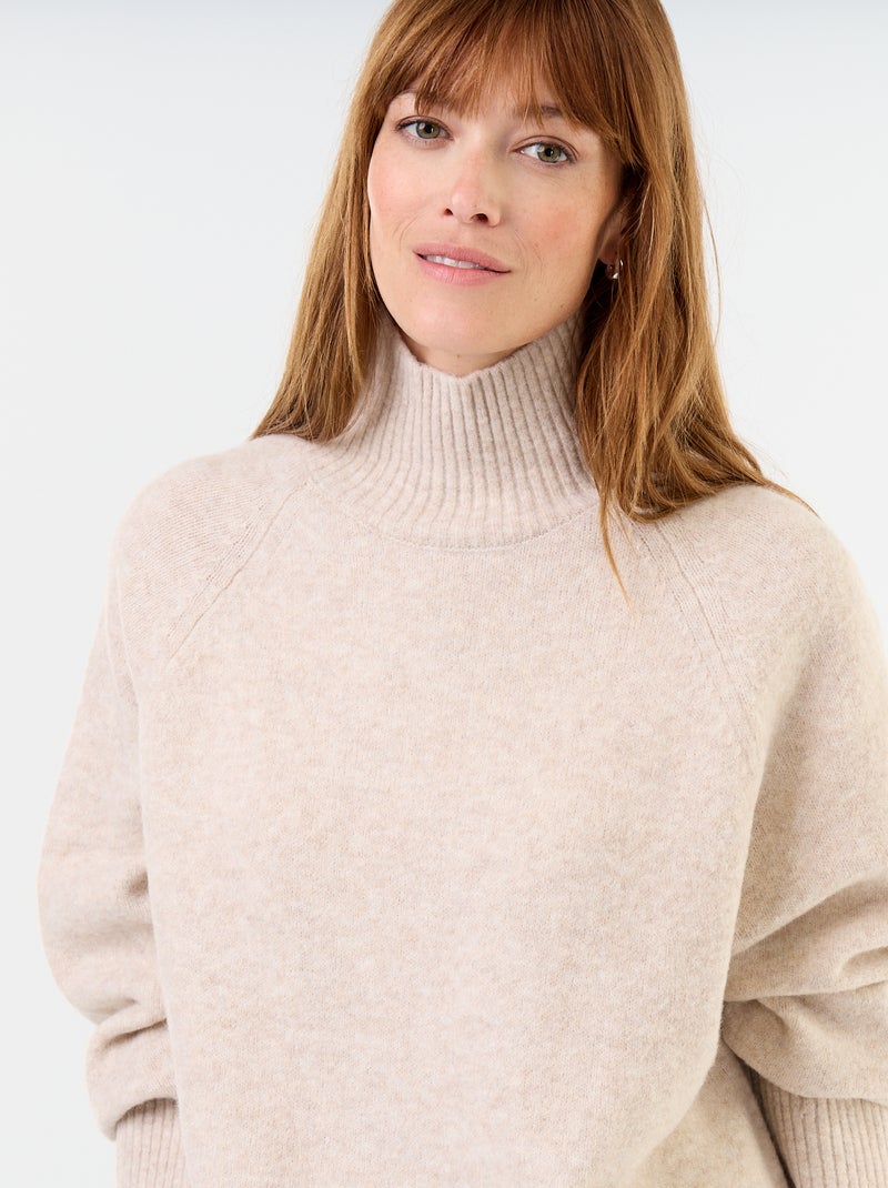 Jersey cálido de cuello alto Beige - Kiabi