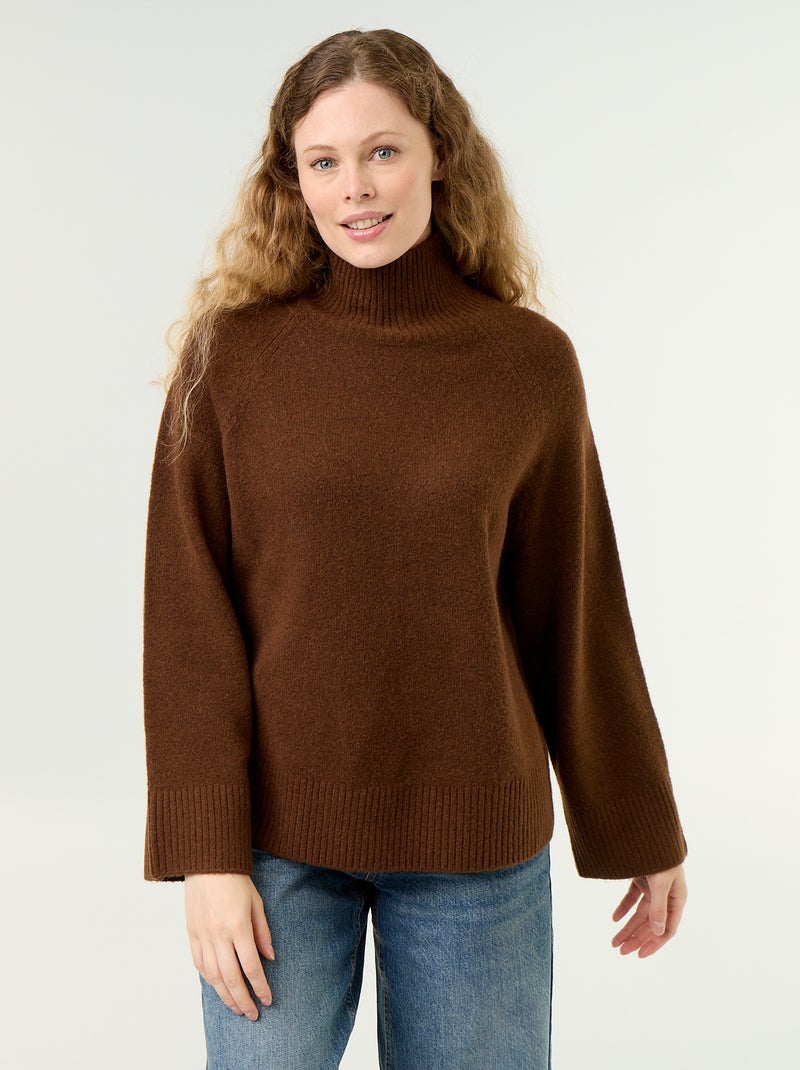 Jersey cálido de cuello alto Marron - Kiabi