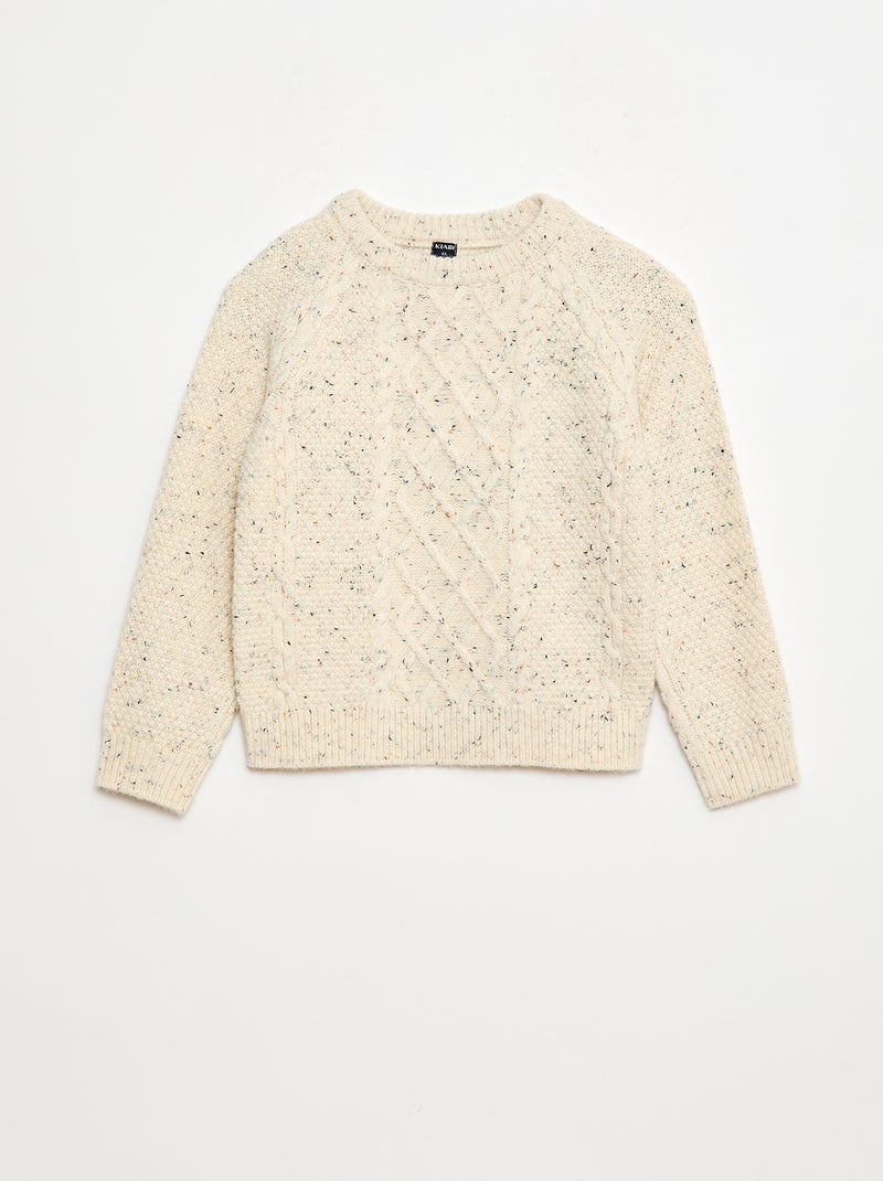 Jersey cálido de cuello redondo con diseño fantasía Beige - Kiabi