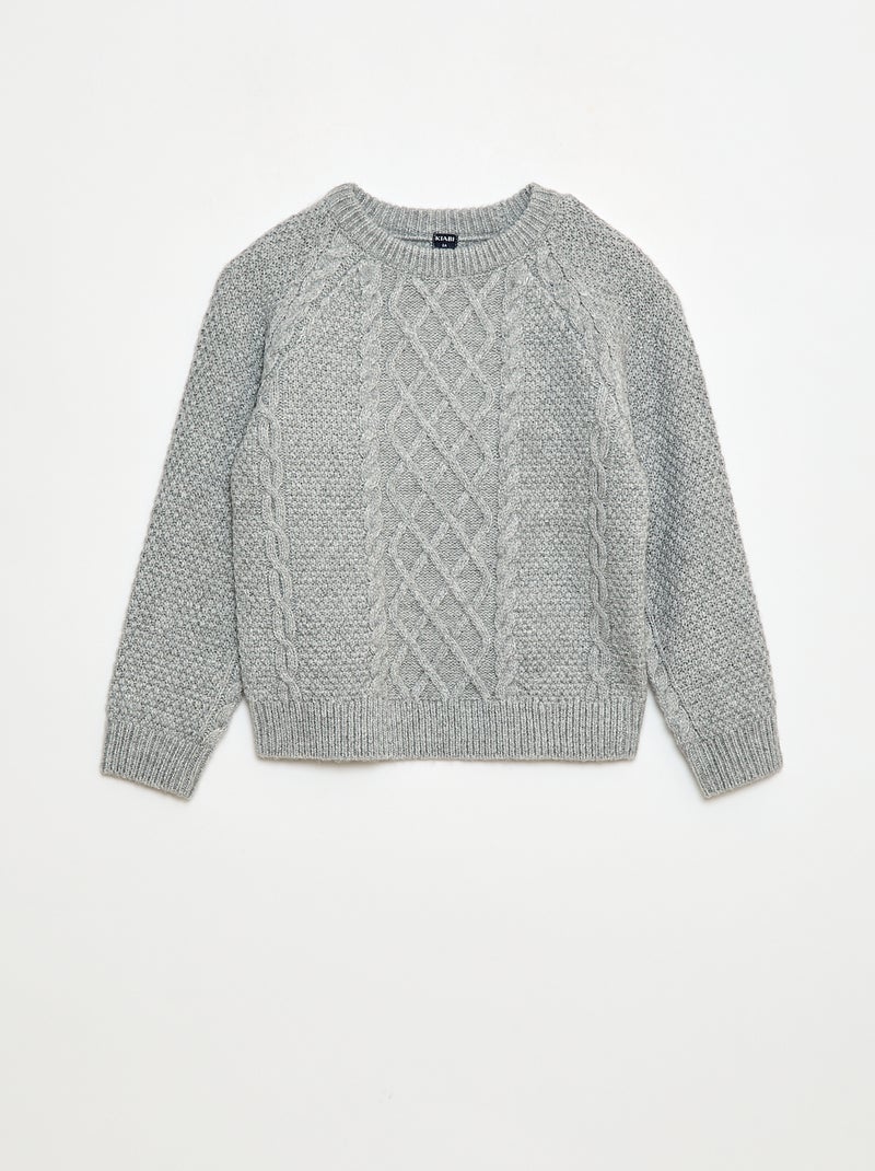 Jersey cálido de cuello redondo liso Gris - Kiabi