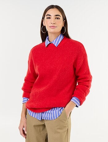 Jersey cálido de mohair de cuello redondo