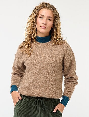 Jersey cálido de punto jaspeado