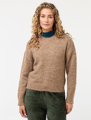 Jersey cálido de punto jaspeado