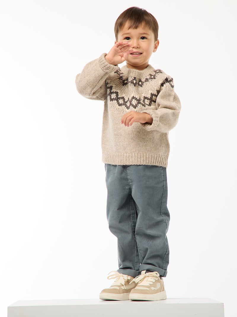 Jersey cálido jacquard Beige - Kiabi