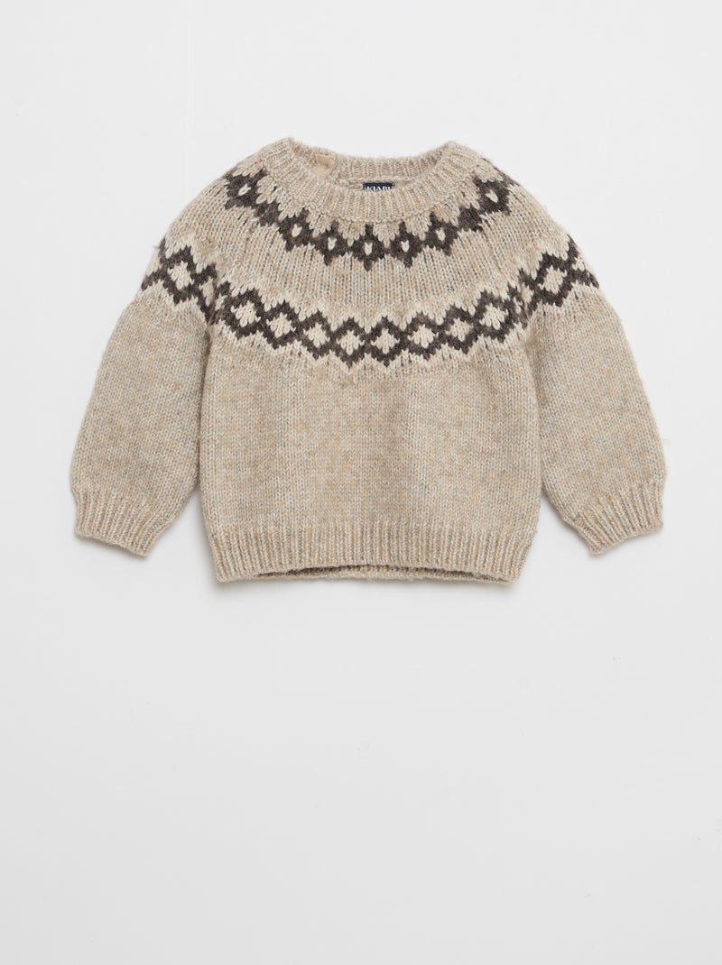 Jersey cálido jacquard Beige - Kiabi