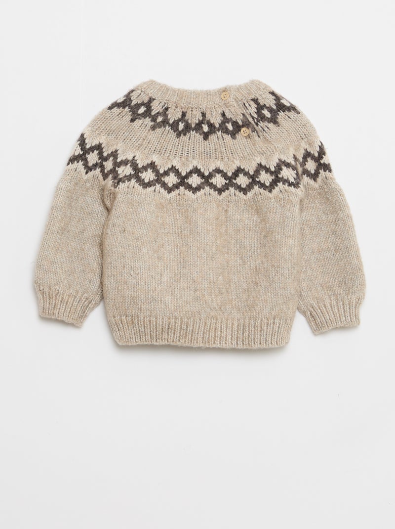 Jersey cálido jacquard Beige - Kiabi