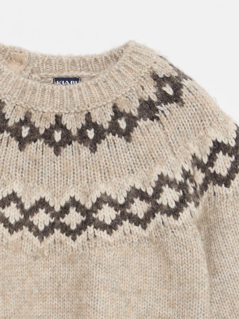 Jersey cálido jacquard Beige - Kiabi