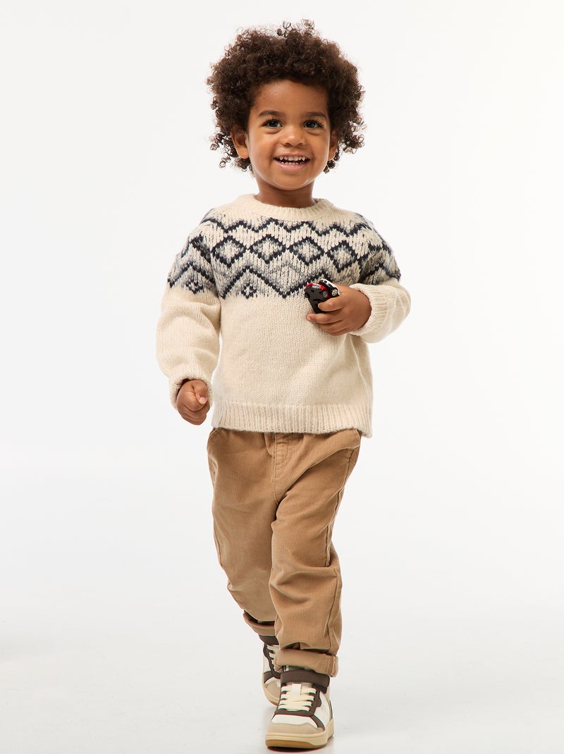 Jersey cálido jacquard Blanco - Kiabi