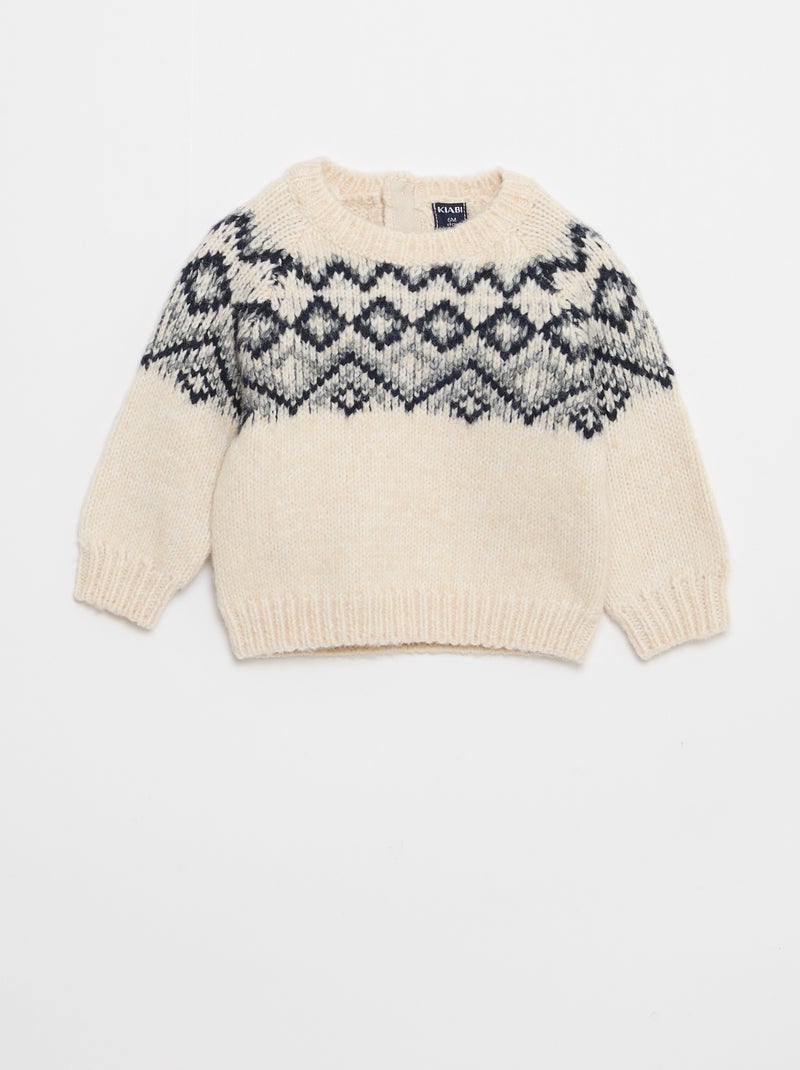Jersey cálido jacquard Blanco - Kiabi