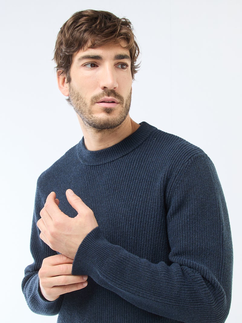 Jersey cálido liso Azul - Kiabi