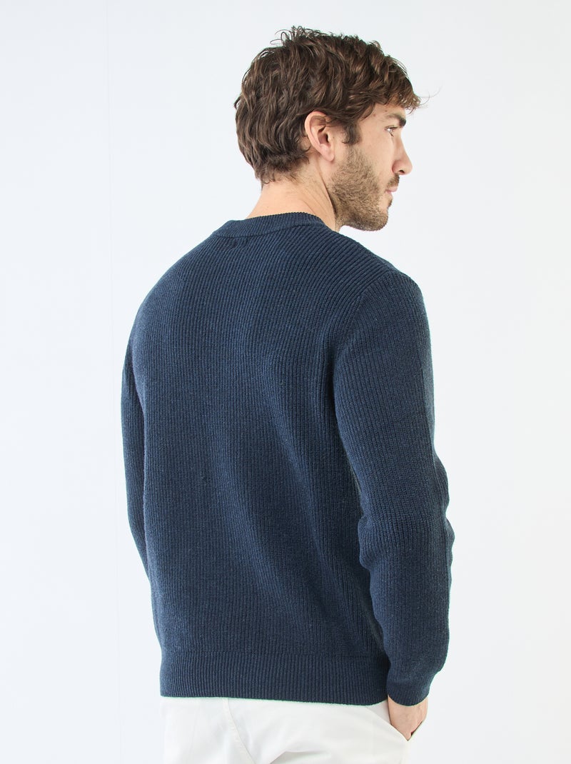 Jersey cálido liso Azul - Kiabi